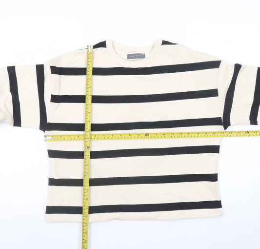 Mint Velvet Women Beige Black Striped Pullover Sweatshirt Size S