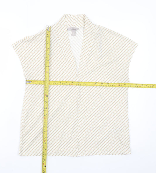 H&M Women’s Beige Striped Kimono Blouse Size S Relaxed Fit
