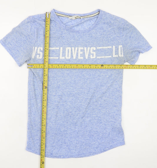Victoria's Secret Women's Blue XS Basic Crew Neck Love T-Shirt