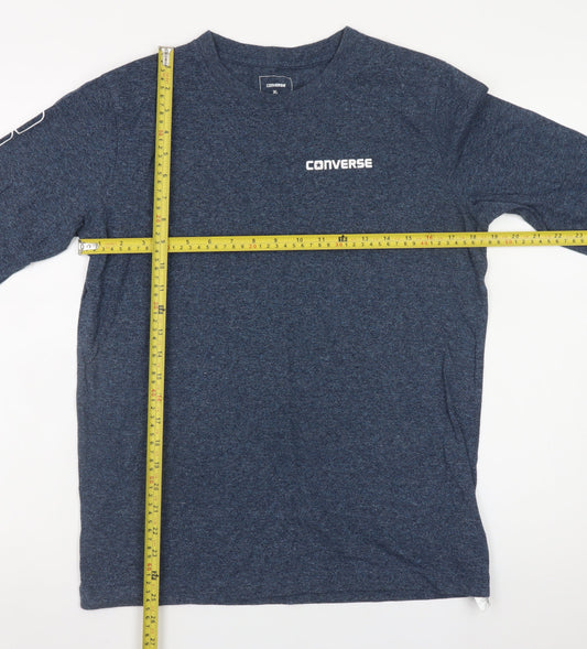 Converse Mens Blue Long Sleeve Crew Neck T-Shirt XL Cotton Blend