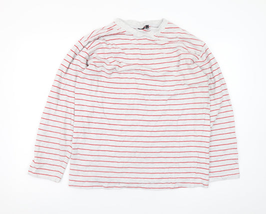 Additional front view of ASOS DESIGN Women’s Grey Red Striped Long Sleeve T-Shirt, size S