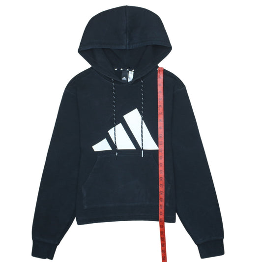 Adidas Womens Black XS Pullover Hoodie with Logo Print