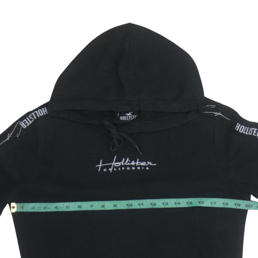 Hollister Womens Black XS Pullover Hoodie with Logo Detailing