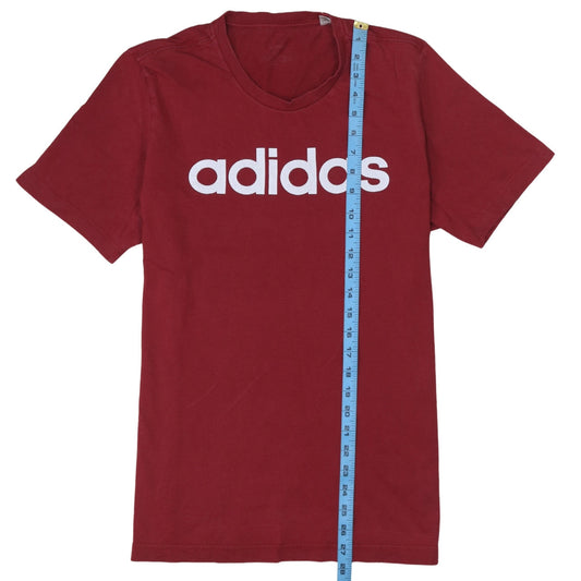 adidas Men's Red Medium Crew Neck Sports Logo T-Shirt