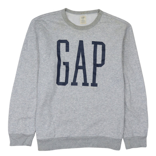 Gap Women Grey Logo Crew Neck Pullover Sweatshirt Size L