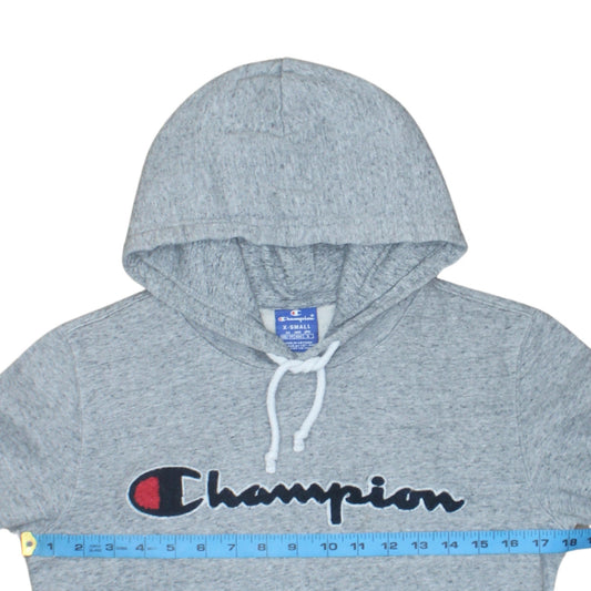 Champion Womens Grey XS Pullover Hoodie with Logo Embroidery