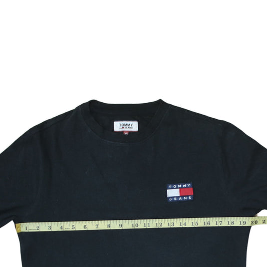 Tommy Jeans Men's Black Long Sleeve Cotton Crew Neck T-Shirt XS