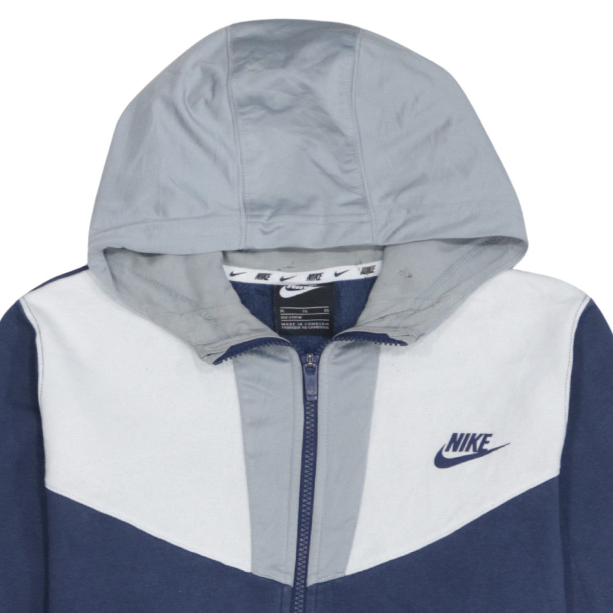 Additional view of Nike boys’ blue full zip hoodie xl 158-170cm colourblock cotton blend