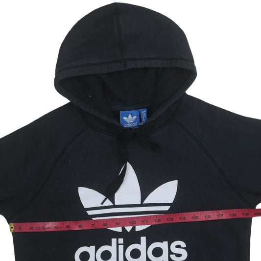 Adidas Womens Black Small Pullover Hoodie with Logo Print