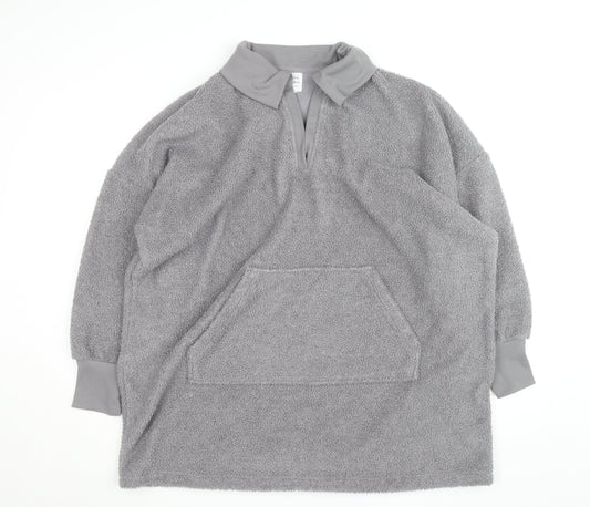 John Lewis Women Grey Fleece Pullover Collared Jumper S
