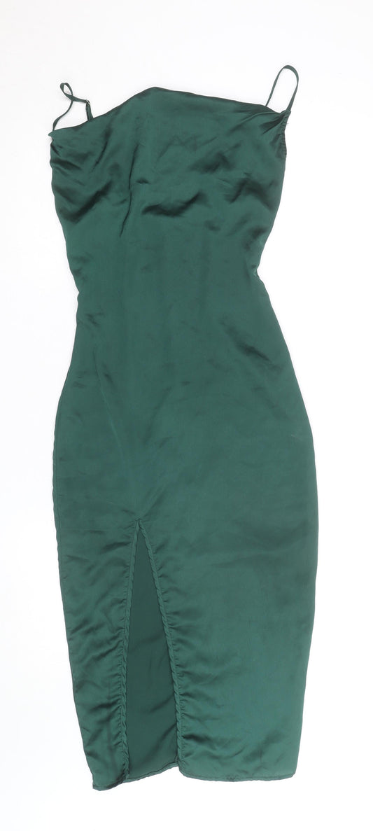 PRETTYLITTLETHING Women’s Green Bodycon Midi Slip Dress UK 6