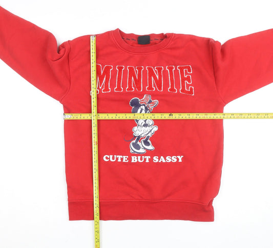 Primark Disney Girls Red Minnie Mouse Sweatshirt 10-11 Years Pullover