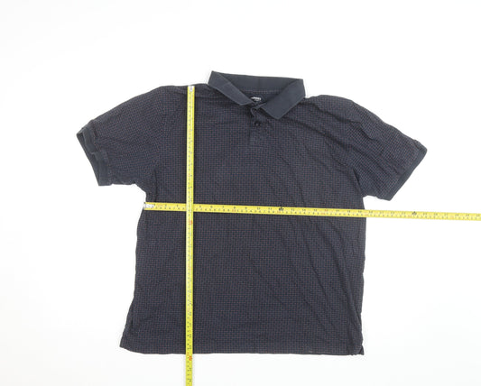 Dunnes Stores Men's Blue Polka Dot Collared Cotton T-Shirt L