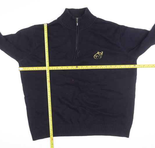 Munster Rugby Men's Blue Cotton 1/2 Zip Jumper L