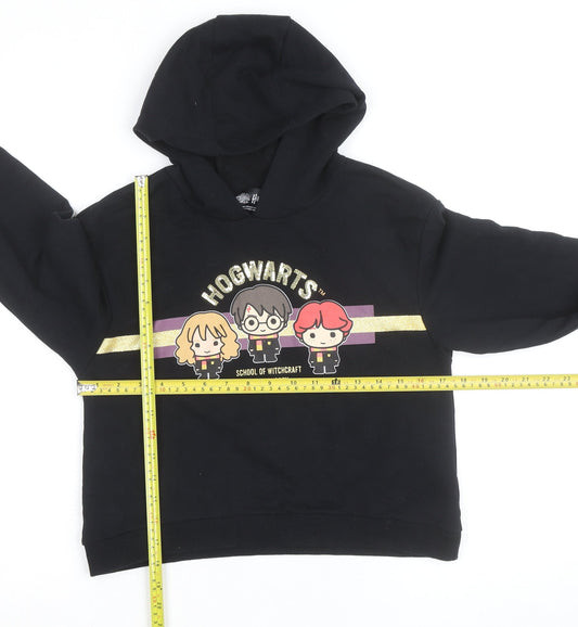 Girls UK Size 11-12 Years Harry Potter Black Pullover Hoodie