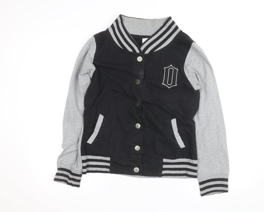 Additional front view of Only unisex black grey varsity jacket m casual cotton blend