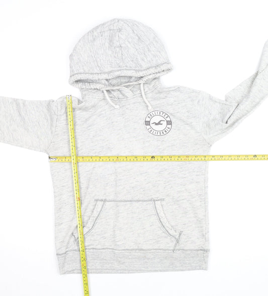 Hollister Women’s Grey Pullover Hoodie Small Logo Print Cotton Blend