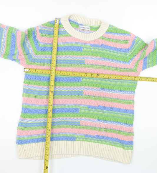 Gallery Women’s Multicoloured Cotton Crew Neck Knit Jumper Size S