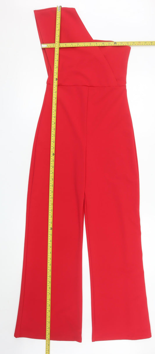 PrettyLittleThing Women’s Red One Shoulder Wide-Leg Jumpsuit Size 10
