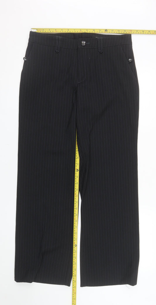 GreenHouse Women's Black Pinstripe Straight Leg Trousers Size 12