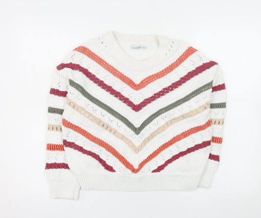 Gallery Women's Multicoloured Striped Knit Crew Neck Jumper XS