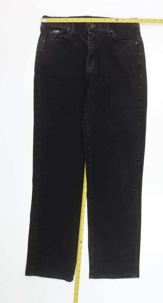 Lee Womens Black Relaxed Straight Leg Jeans Size 8 Long
