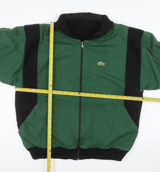 Lacoste Men's Green Bomber Jacket L Retro Full Zip Wool Blend
