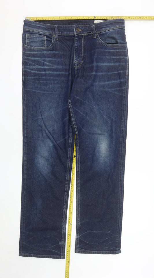 SELECTED Men's Blue Straight Fit Stretch Denim Jeans 34W 32L
