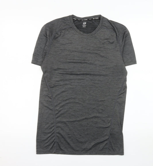 H&M Men Grey Short Sleeve Training T-Shirt Size S Slim Fit