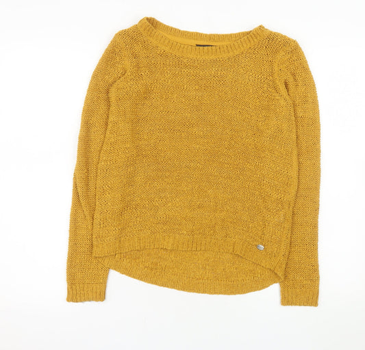 ONLY Women Yellow Chunky-Knit Pullover Jumper Size S