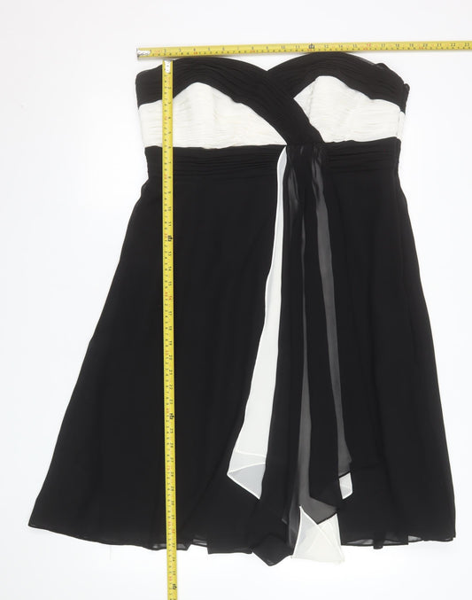 Début Women’s Black Strapless Chiffon Ruched Knee Length Dress Size 16