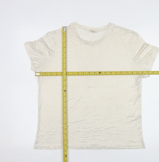 River Island Women Beige Viscose Short Sleeve Crew Neck T-Shirt Size 12