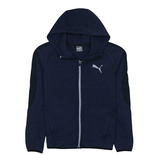 Additional front view of Puma Men's Blue Full Zip Hoodie, size S, Lightweight Sportswear