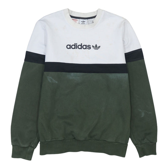 Additional front view of Adidas boys’ green & white colourblock crew neck sweatshirt, size 13-14, years
