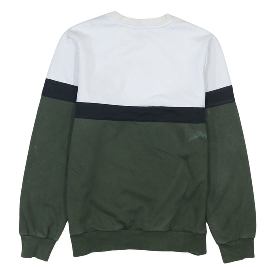 Adidas Boys Green & White Colourblock Crew Neck Sweatshirt Size 13-14 Years