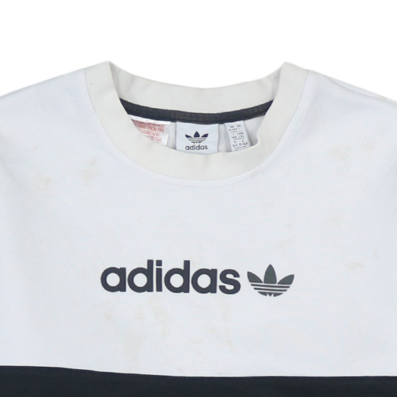Additional view of Adidas boys’ green & white colourblock crew neck sweatshirt, size 13-14, years