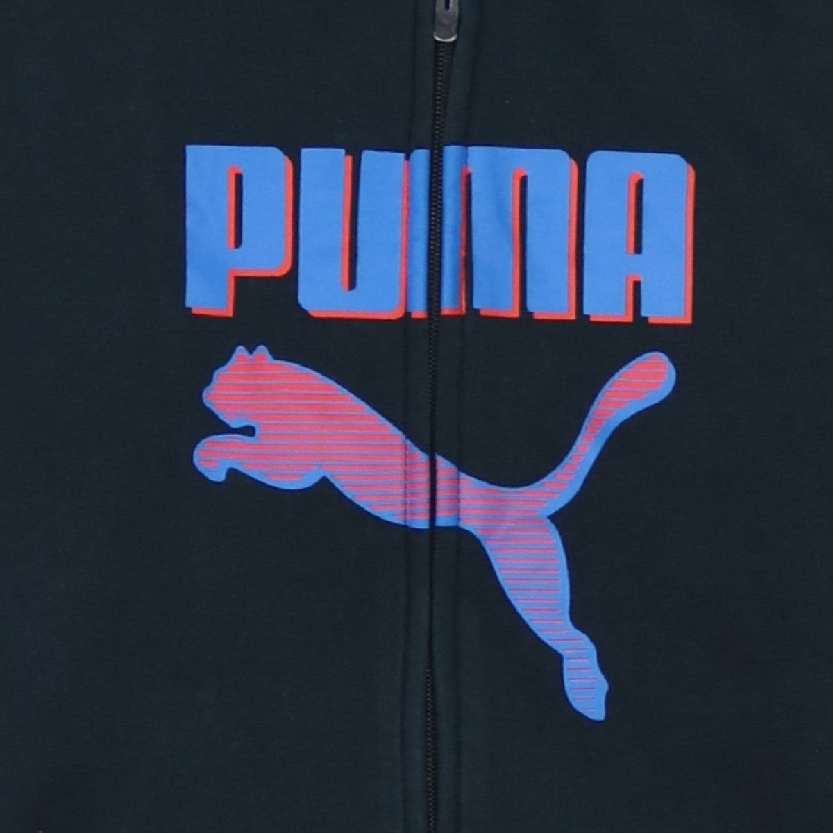 Additional view of Puma boys’ black full zip hoodie 15-16 years graphic logo fleece