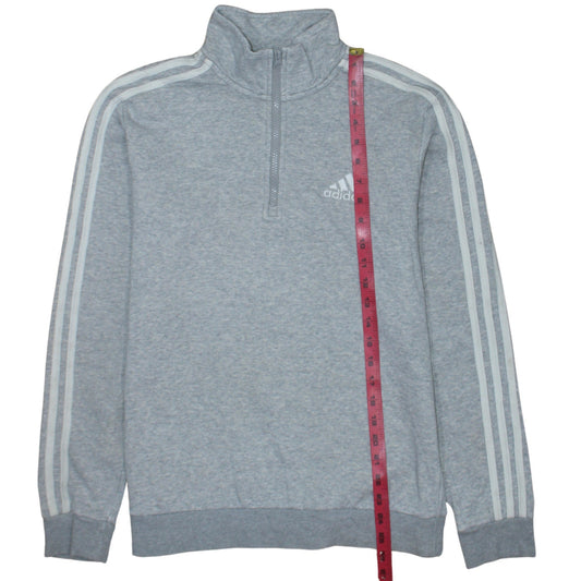 Adidas Women Grey 1/4 Zip Sweatshirt Medium Classic Logo Pullover