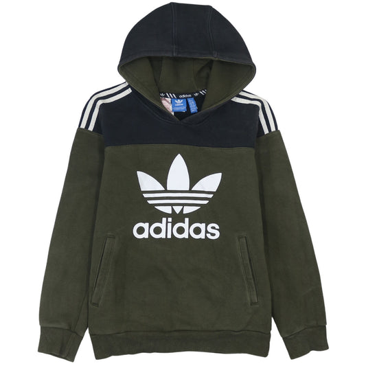 Additional front view of Adidas boys’ green colourblock pullover hoodie 13-14 years hooded sweatshirt