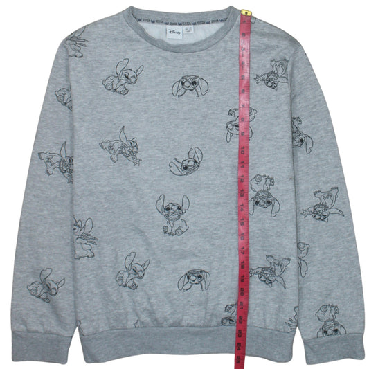 Disney Primark Women Grey Stitch Sweatshirt L Long Sleeve Pullover