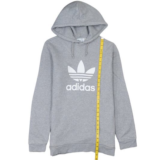 adidas Mens Grey Pullover Hoodie S Regular Fit Sports Logo Sweatshirt