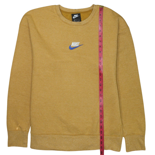 Nike Womens Mustard Yellow Pullover Sweatshirt Size M Crew Neck