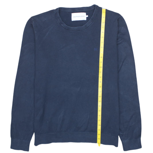 Calvin Klein Jeans Men's Blue Cotton Crew Neck Pullover Jumper 2XL