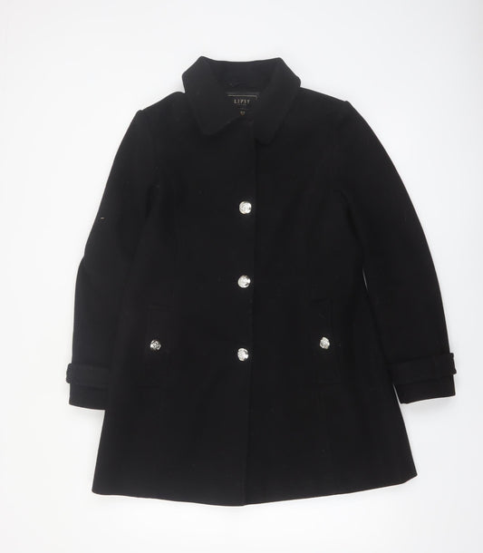 Lipsy Women’s Black Mid-Length Polyester Overcoat UK 12