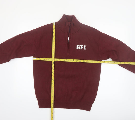 Gym+Coffee Men’s Red XS 1/4 Zip High Neck Knit Jumper