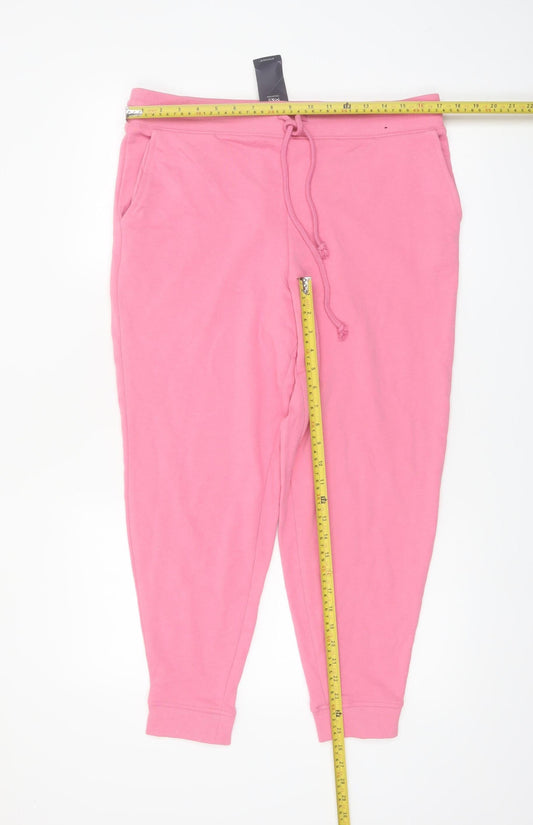 Marks and Spencer Womens Pink Jogger Trousers Size 16 Short