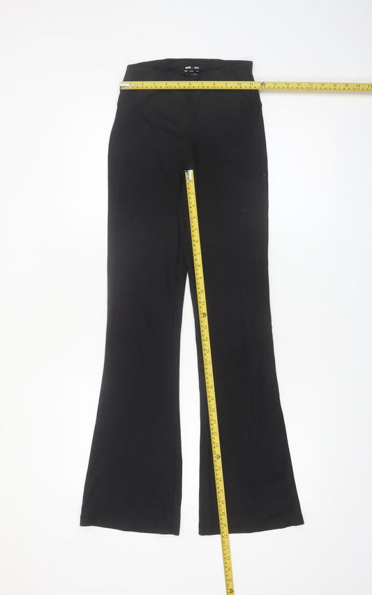 ASOS 4505 Women's Black UK 8 Flared Ribbed Trousers