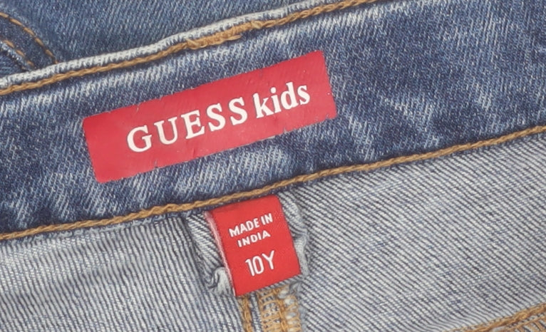 Additional view of Guess Kids girls’ blue denim cut-off shorts age 10 years distressed style