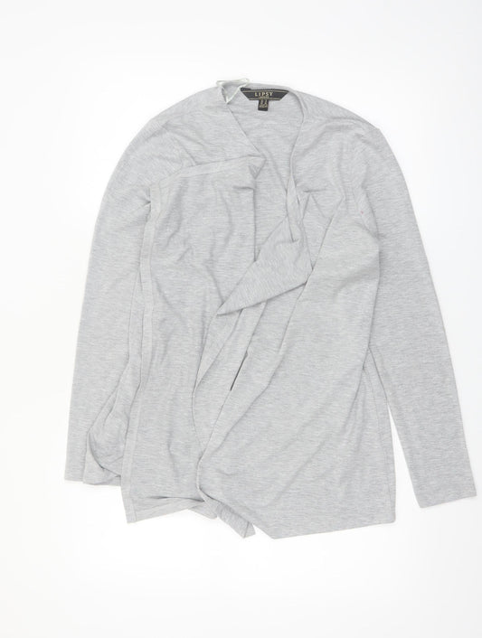 Lipsy Women Grey Open Front Mid-Length Jersey Coatigan UK 14