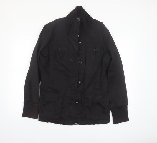 Esprit Women's Black Military Style Cotton Blend Jacket Size 14